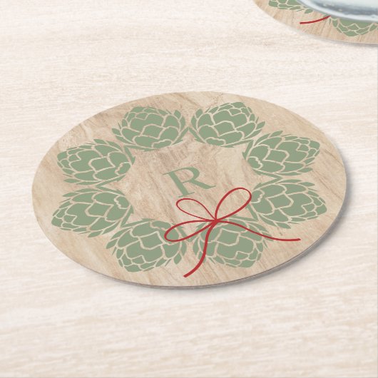 Rustiek Kerst Bier Hops Onderzetter (Gebogen)