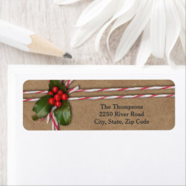 Rustiek Kerst Kraft Papier met Holly Berries Etiket