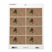 Rustiek Kerst Kraft Papier met Holly Berries Etiket (Full Sheet)