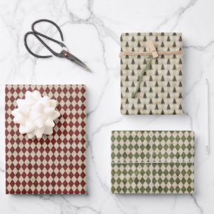 Rustiek Kerst Olijf Groen Inpakpapier Vel