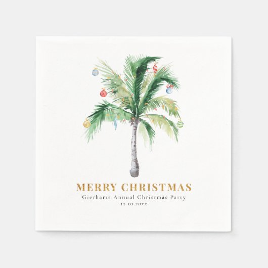 Rustiek Kerst Palm Tree Waterverf Papier Servet (Voorkant)