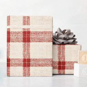Rustiek Kerst Rood Geplakt Verpakkingspapier Cadeaupapier