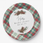 Rustiek Kerst Vrijgezellenfeest – Pinecone & Pine Papieren Bordje (Voorkant)