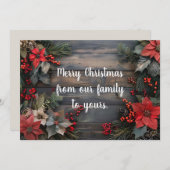 Rustiek kerst Wenskaart met Poinsettia Feestdagenkaart (Voorkant / Achterkant)