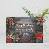 Rustiek kerst Wenskaart met Poinsettia Feestdagenkaart (Staand voorkant)