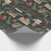 Rustiek Kerstboek Liefhebber inpakpapier (Hoek)