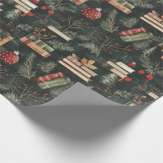 Rustiek Kerstboek Liefhebber inpakpapier (Hoek)