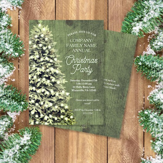 Rustiek Kerstboom Groen Bedrijf Vakantie Party Kaart
