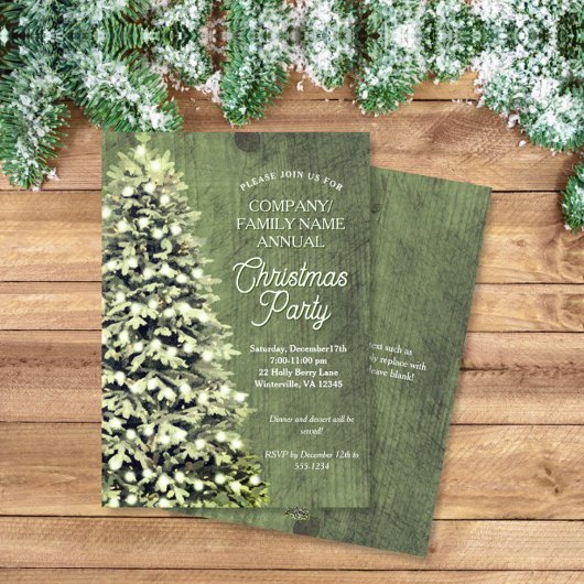 Rustiek Kerstboom Groen Bedrijf Vakantie Party Kaart
