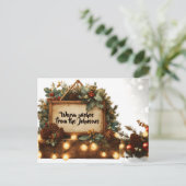 Rustiek kerstbord Lijst met aangepaste tekst Briefkaart (Staand voorkant)