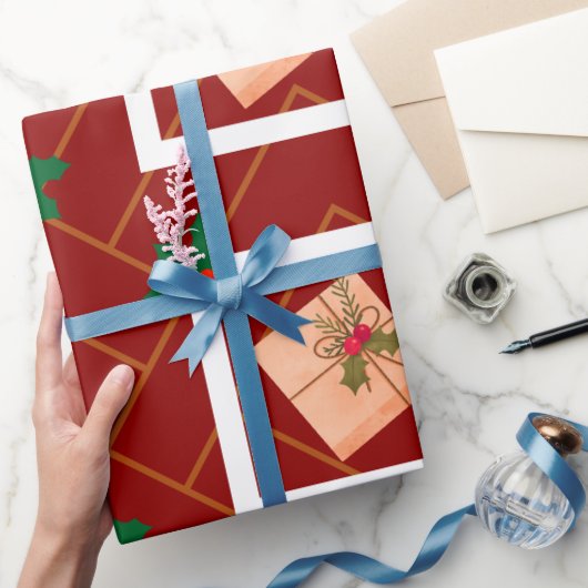 Rustiek kerstcadeau inpakpapier met Holly An (Geschenken)