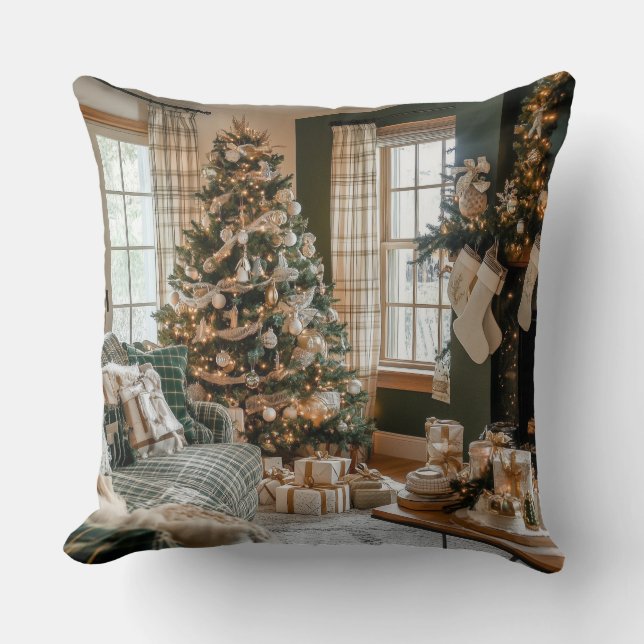 Rustiek Kerstcadeau Sierkussen (Voorkant)