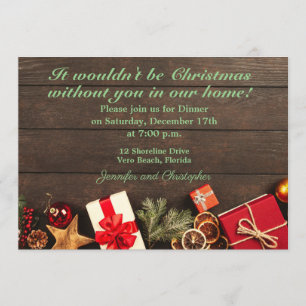 Rustiek kerstdiner kaart