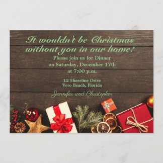 Rustiek kerstdiner kaart