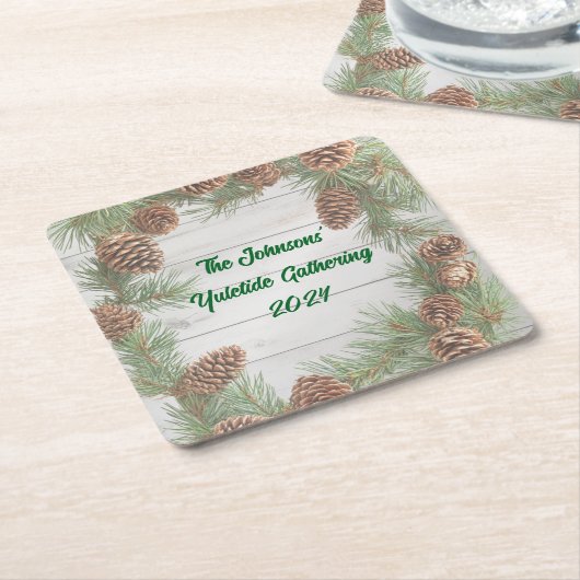 Rustiek kerstfeest kartonnen onderzetters (Schuin)