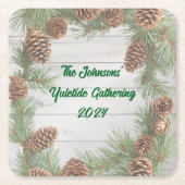 Rustiek kerstfeest kartonnen onderzetters (Voorkant)