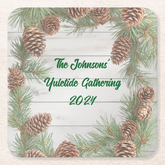 Rustiek kerstfeest kartonnen onderzetters (Voorkant)