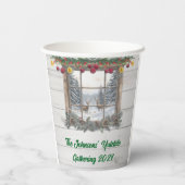 Rustiek kerstfeest papieren bekers (Achterkant)