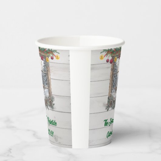 Rustiek kerstfeest papieren bekers (Links)