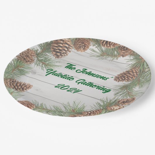 Rustiek kerstfeest papieren bordje (Gekanteld)