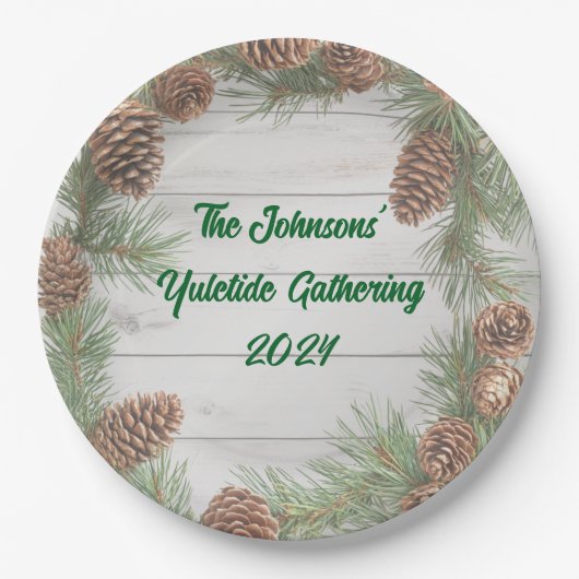 Rustiek kerstfeest papieren bordje (Voorkant)