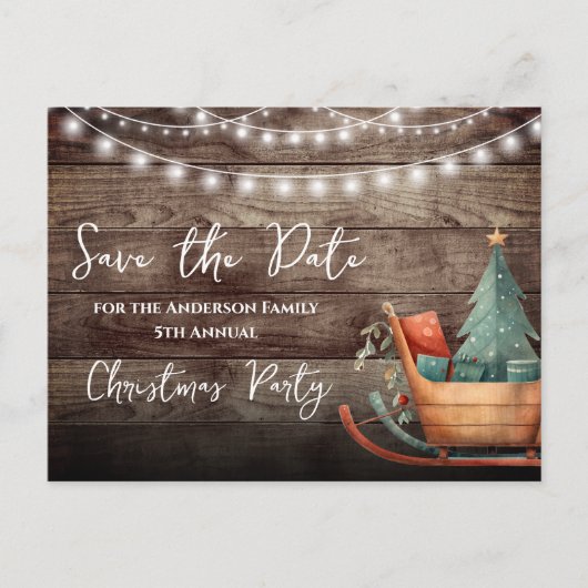 Rustiek Kerstfeest Save the Date Briefkaart (Voorkant)