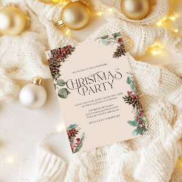 Rustiek kerstfeest uitnodigen | Thema Tan Holiday Feestdagenkaart