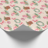 Rustiek Kerstgingham vreugde vakantie cadeau Cadeaupapier (Hoek)