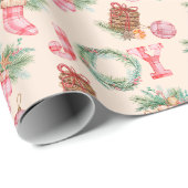 Rustiek Kerstgingham vreugde vakantie cadeau Cadeaupapier (Rol Hoek)