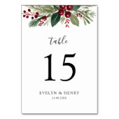 Rustiek Kerstgroen Trouwtafelnummer Kaart (Voorkant)