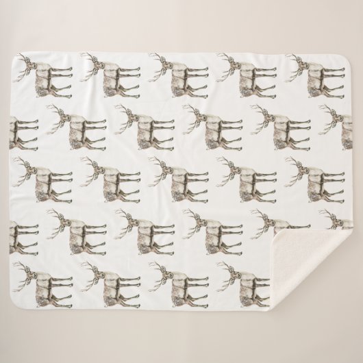 rustiek kersthert sherpa deken (Voorkant (horizontaal))