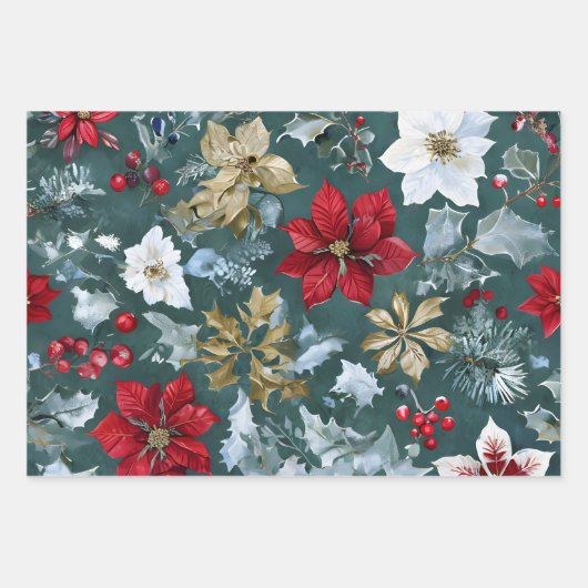 Rustiek kerstinsettia inpakpapier (Voorkant)