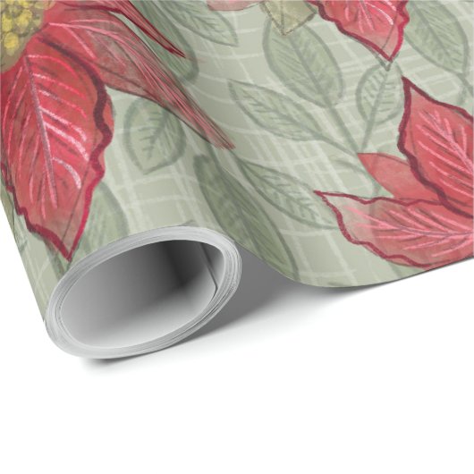 Rustiek kerstinsettias inpakpapier (Rol Hoek)