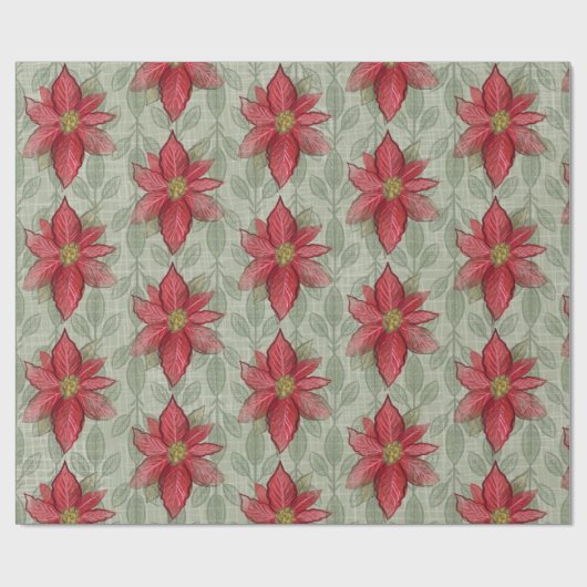 Rustiek kerstinsettias inpakpapier (Vlak)