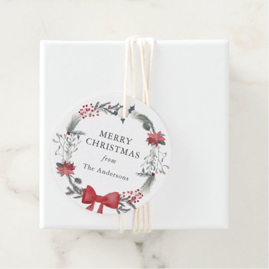 Rustiek Kerstkrans Vakantie Gift Bedankjes Labels (In situ)