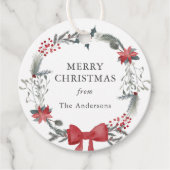 Rustiek Kerstkrans Vakantie Gift Bedankjes Labels (Voorkant)