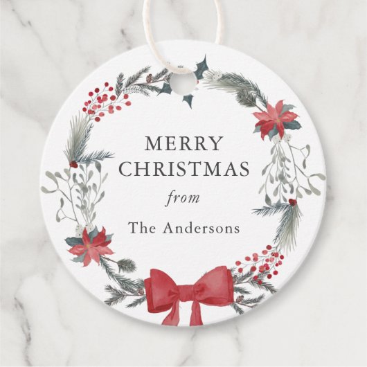 Rustiek Kerstkrans Vakantie Gift Bedankjes Labels (Voorkant)