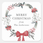 Rustiek Kerstkrans Vakantie Gift Vierkante Sticker (Voorkant)