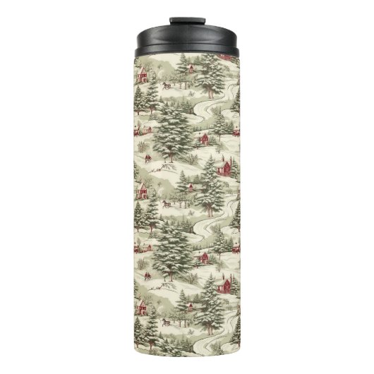 rustiek kerstland winterlandschap thermosbeker (Voorkant)
