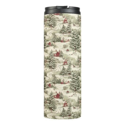 rustiek kerstland winterlandschap thermosbeker (Achterkant)