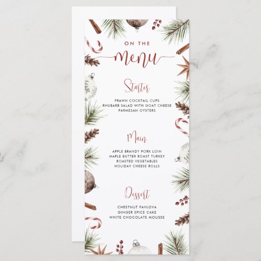 Rustiek kerstmenu menu (Voorkant / Achterkant)