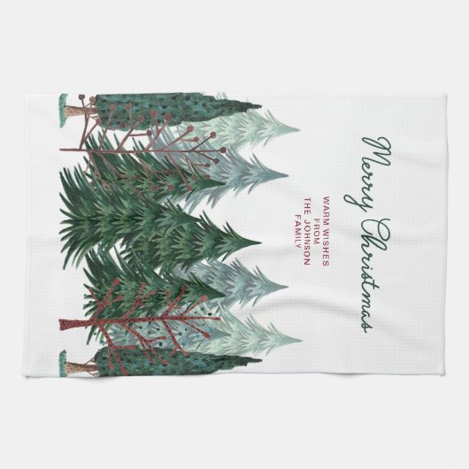 Rustiek Kerstmis dennenbos Theedoek (Horizontaal)
