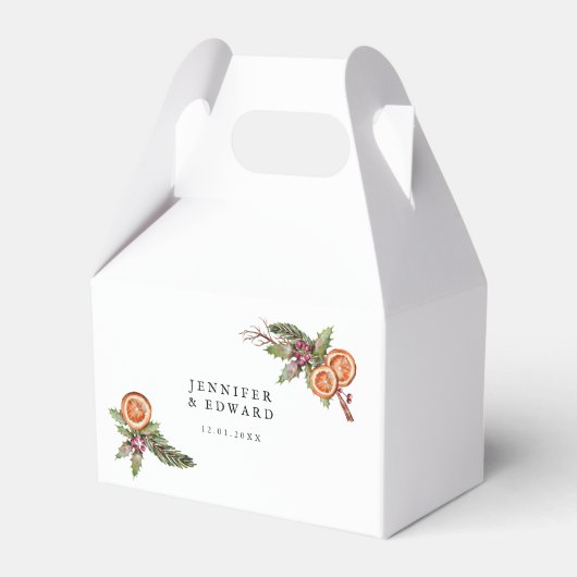 Rustiek Kerstmis Groen Bruiloft Bedankdoosjes (Voorkant Zijde)