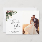 Rustiek Kerstmis Groen Bruiloft Bedankkaart (Voorkant)