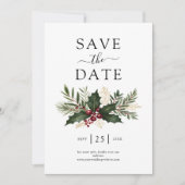 Rustiek Kerstmis Groen Bruiloft Save The Date (Voorkant)