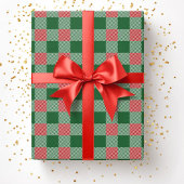 Rustiek Kerstmis Groen Plaid Patroon Cadeaupapier