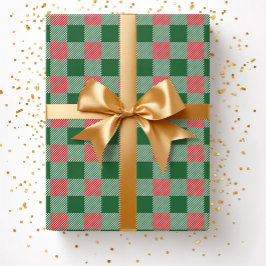 Rustiek Kerstmis Groen Plaid Patroon Cadeaupapier