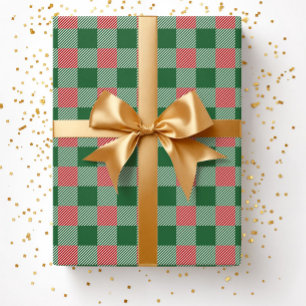 Rustiek Kerstmis Groen Plaid Patroon Cadeaupapier