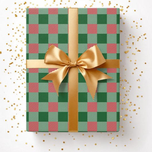 Rustiek Kerstmis Groen Plaid Patroon Cadeaupapier