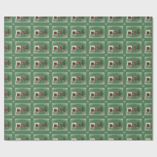 Rustiek kerstscène inpakpapier (Vlak)